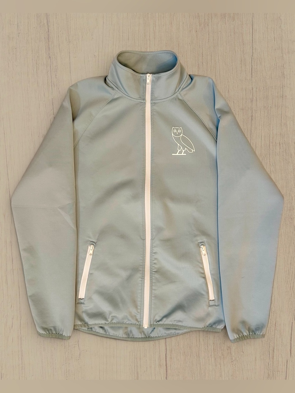 October’s Very Own Light Blue Men's Jacket with Owl Chest Logo Size S